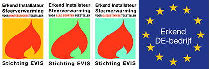 Stichting EVIS, erkend installateur sfeerverwarming voor hout- en gasgestookte toestellen, erkend DE-bedrijf
